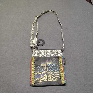Laurel Burch Cat Print Crossbody Bag Bohemian Festival Messenger Small